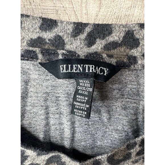 Ellen Tracy Womens XXL Black Gray Leopard Print Soft Lightweight Sweater Top - Picture 5 of 8